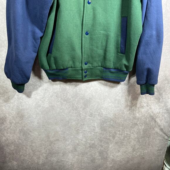 Vintage Fruit Of The Loom Bomber Jacket Mens XL Blue Green Snap Deer 90s Y2K - Picture 4 of 11